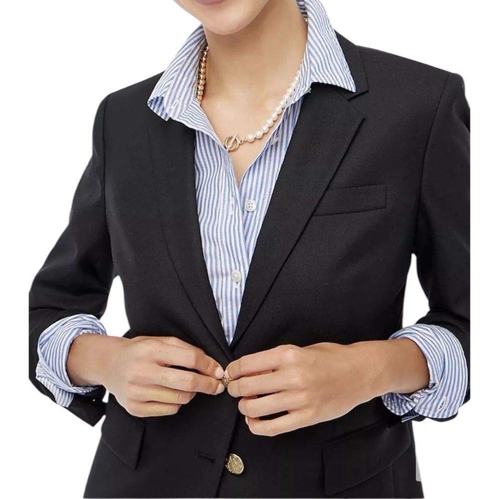 J.Crew Original Schoolboy Wool Blend Blazer Jacket Black Style #92480 Sz 4 - Picture 4 of 12